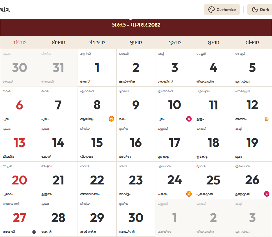 Gujarati Calendar 2025 એપ્રિલ Grid Preview